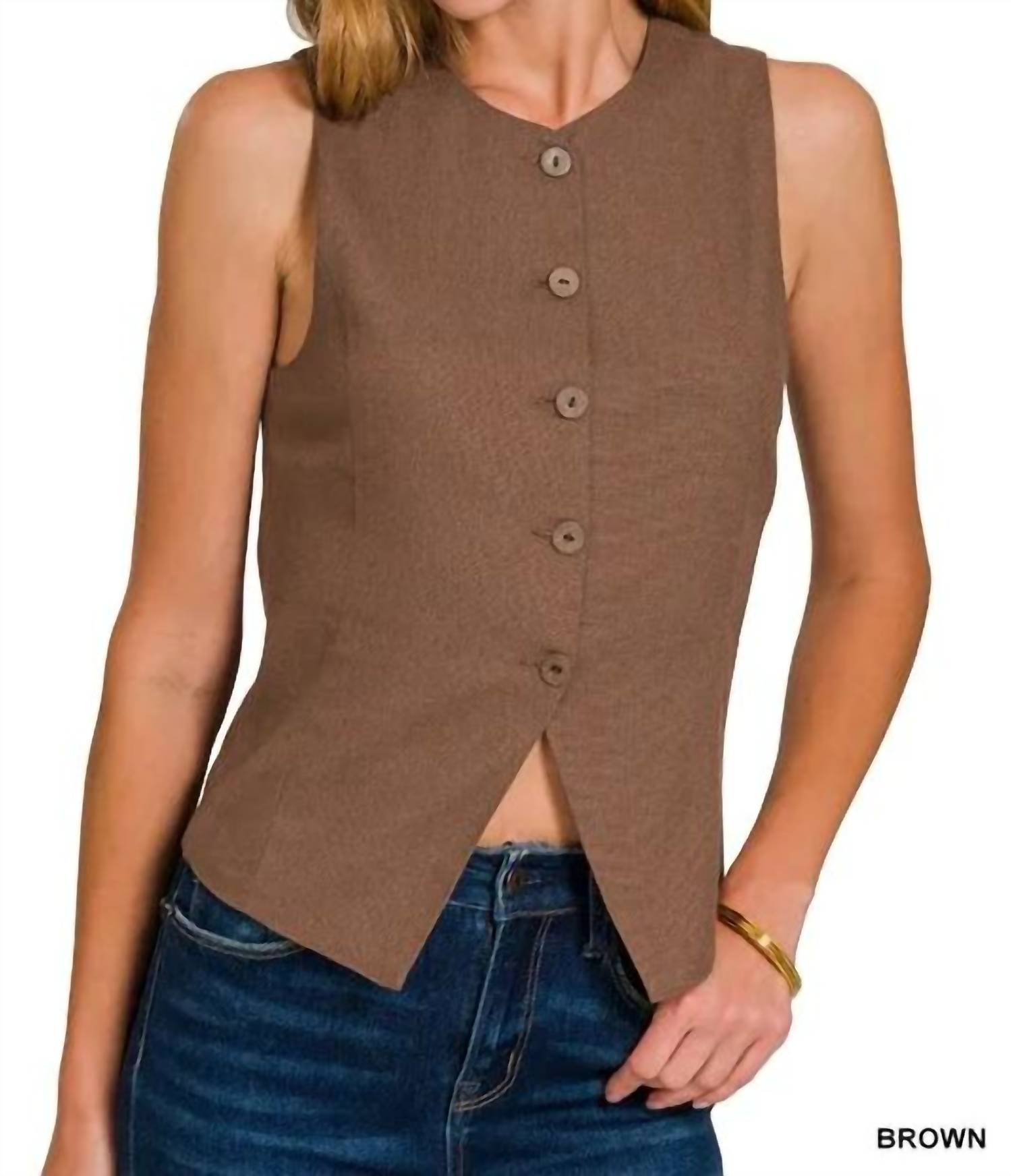 Zenana - Linen Button Down Vest