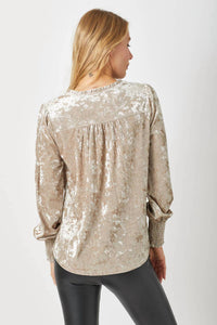Mystree - Prosecco Smocked Velvet Blouse