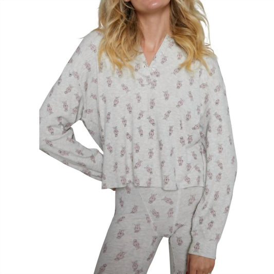 Sister Bloom - Rib Knit Henley & Long John Pajama Set