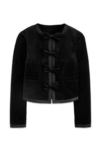 En Saison Bow Trim Jacket in black - women's jacket - alternate view