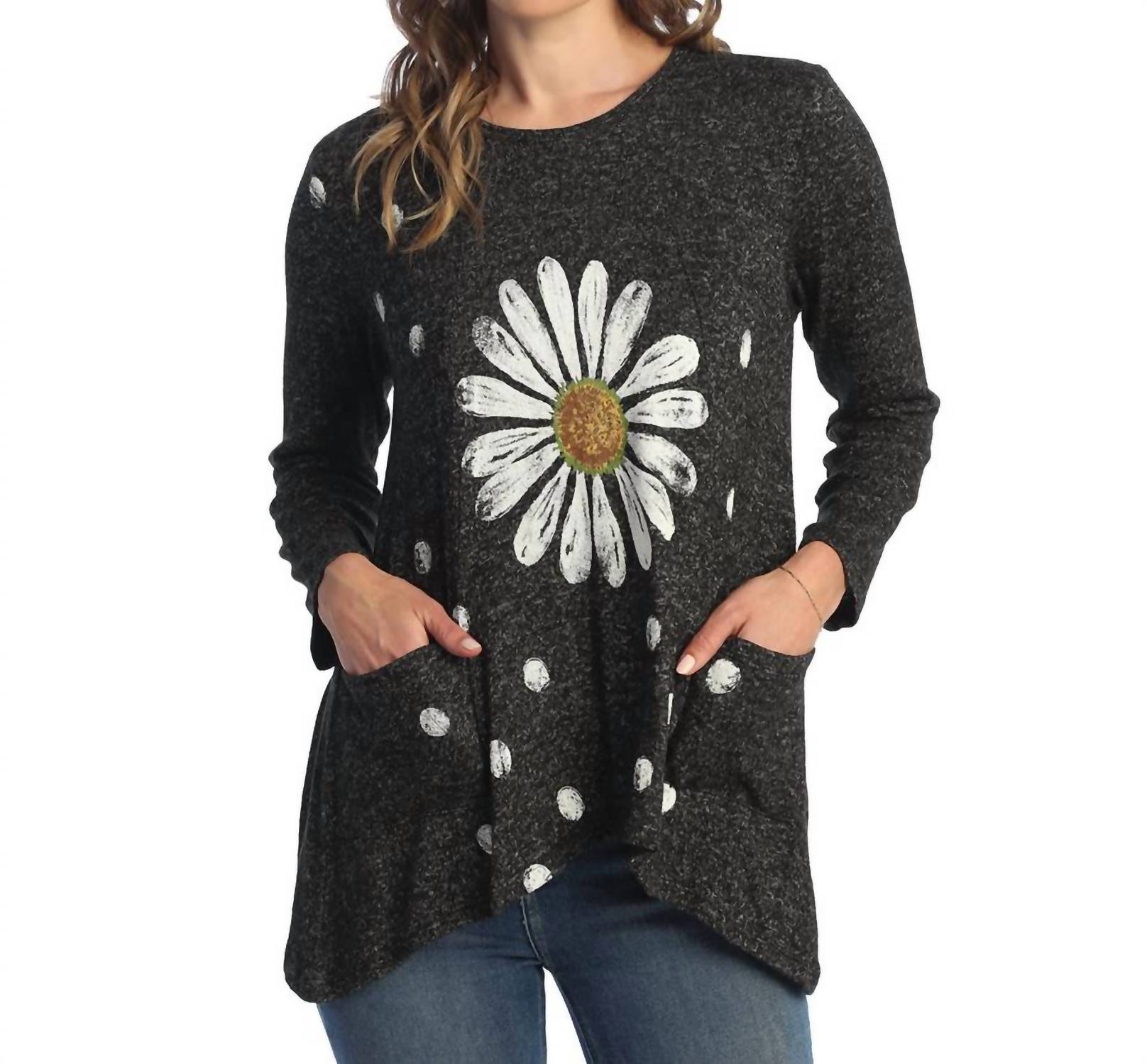 Jess & Jane - Happy Days Soft Brushed Knit Patch Pocket Top - Plus