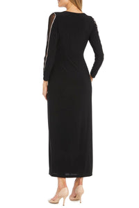 R&M Richards - Long Faux Wrap Style Evening Dress