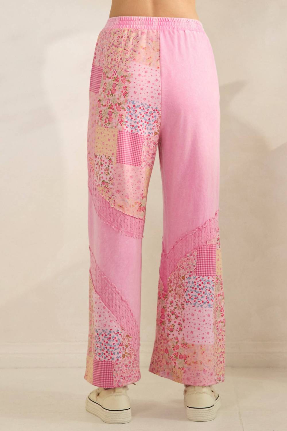 J.Her - Mineral Washed Spring Picnic Print Lace Pants