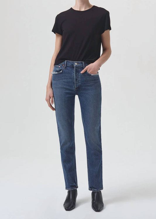 Agolde - Riley Long High Rise Straight Jean - Stretch