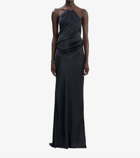 VICTORIA BECKHAM Chain Halter Gown in navy - women's dress