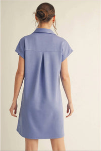 Jodifl - Solid Open Collared Casual Mini Dress