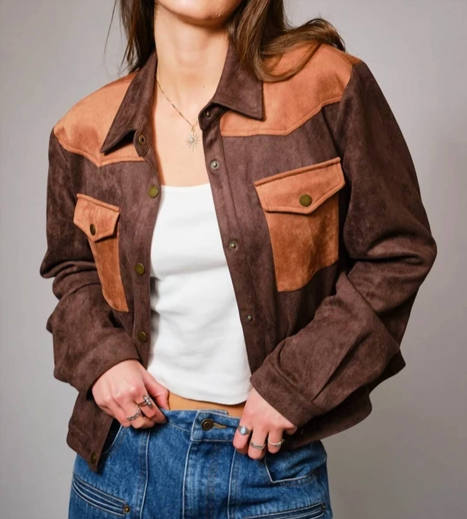 Blue B - Vintage Western Block Suede Jacket