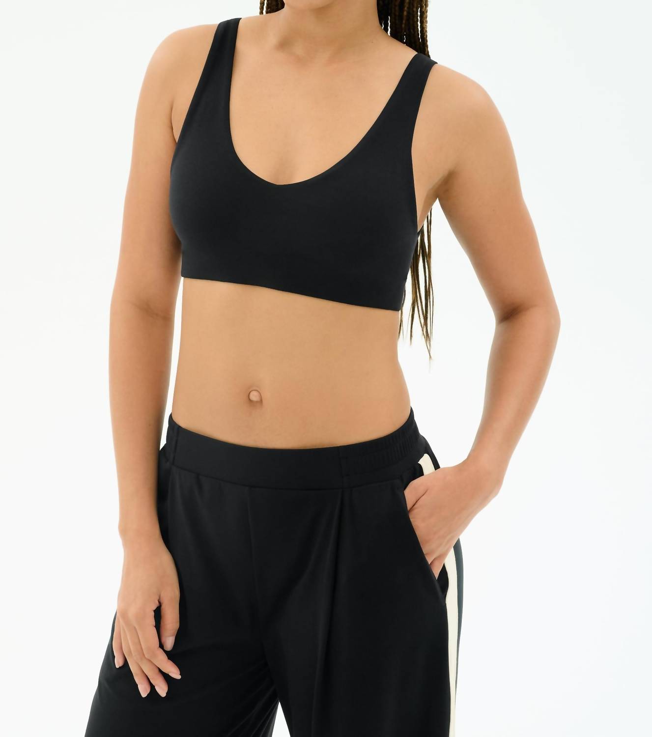 SPLITS59 Airweight Scoop Bra in black - women's intimate - alternate view