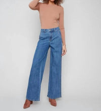 Charlie B - Wide Leg Stretch Slash Pockets Jeans
