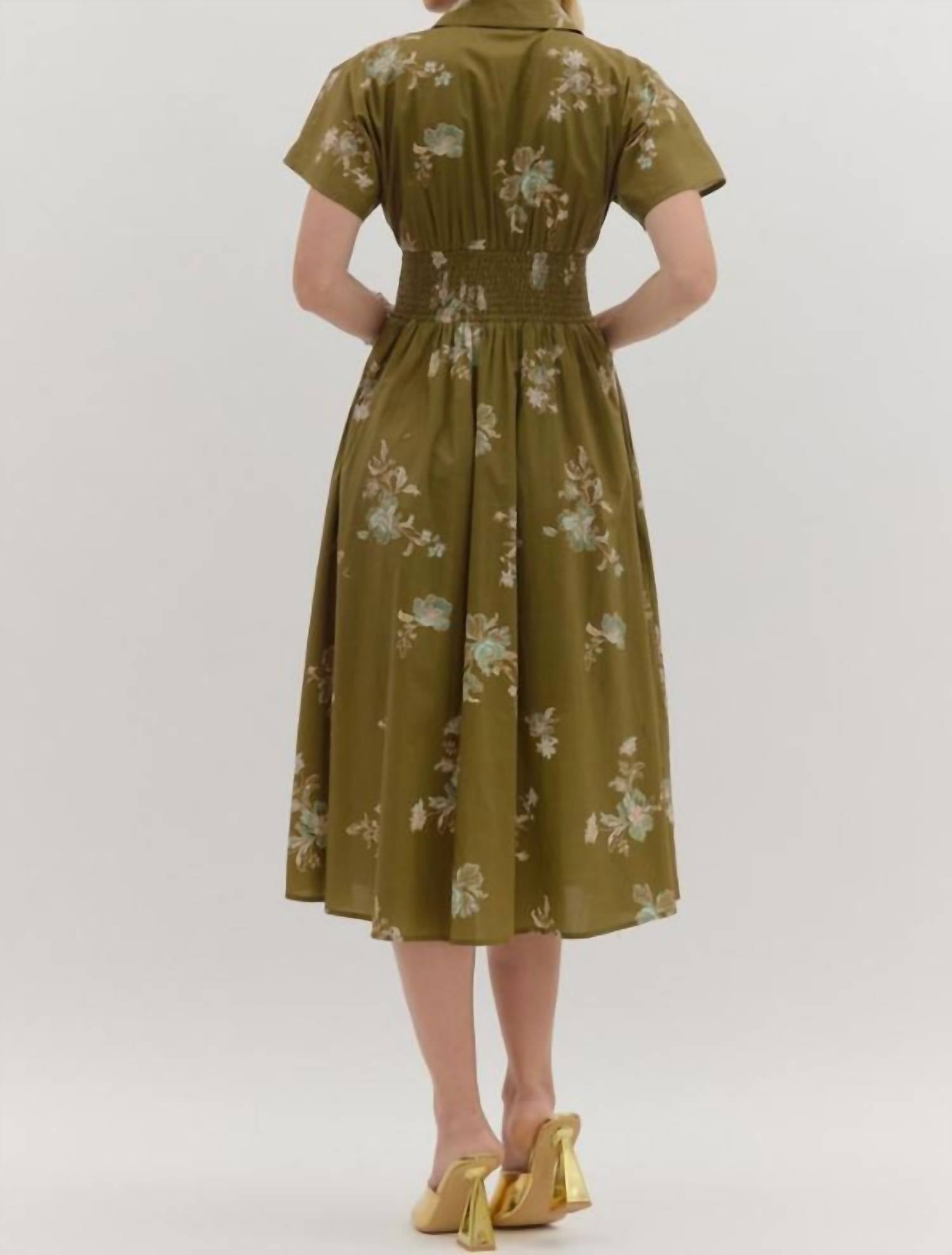 Entro - Millie Floral Zip Front Midi Dress
