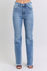 Judy Blue - High Waist Bootcut Jeans With Fray Hem