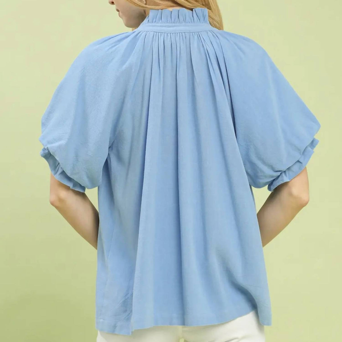 Umgee - Collins V-neck Flutter Sleeve Top