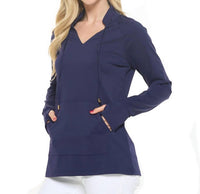 Aryeh - Split V-neck With High Stand Collar Pullover Top - Plus