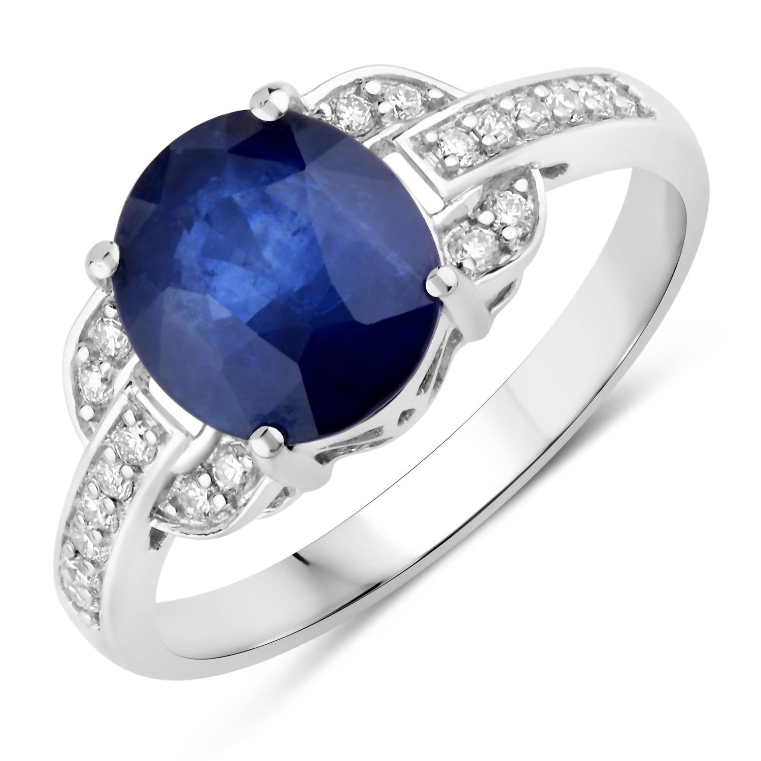 Diana M Jewels Women's Cushion Natural Sapphire Fashion Ring (3.02 Ct) - Signature Plus in 18k white gold - women's jewelry