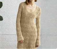 Autumn Cashmere - Patchwork Bell Sleeve Mini Dress