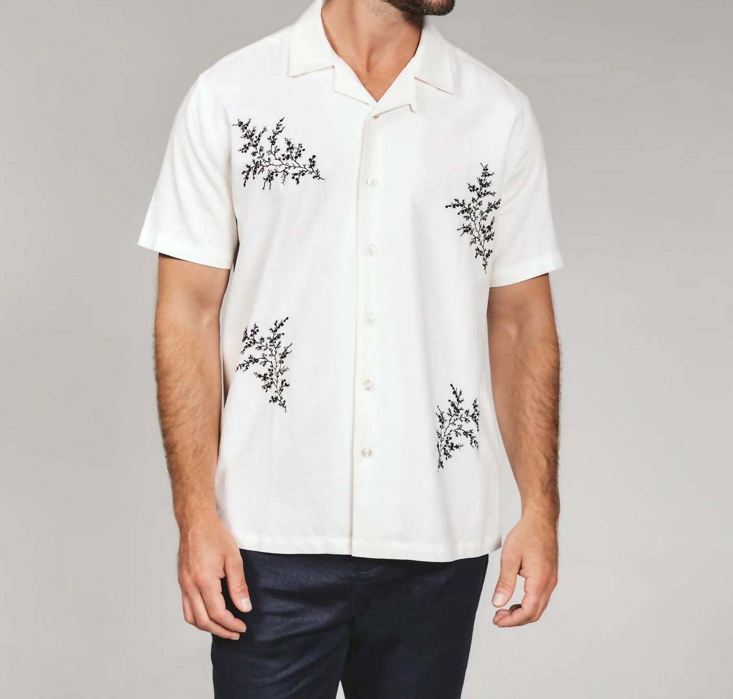 7Diamonds Heath Linen Camp Shirt in ivory - men's shirt - alternate view