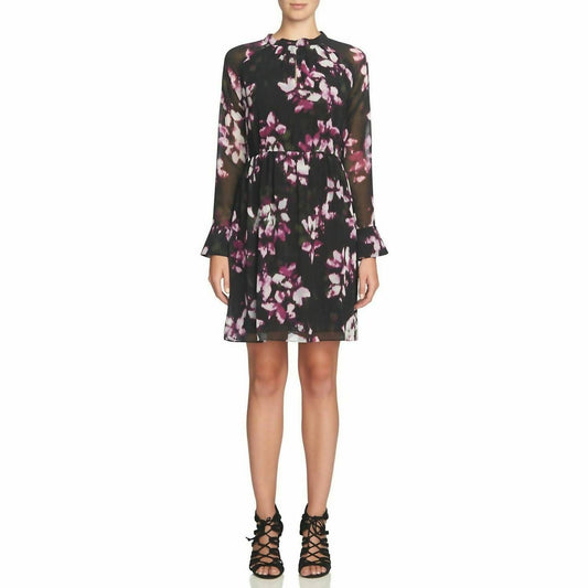 Cynthia Steffe - Floral Print Chiffon Casual Cocktail Dress