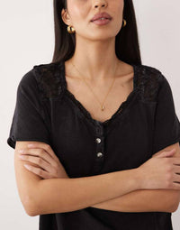 Free People - Heriloom Henley Button Up Tee