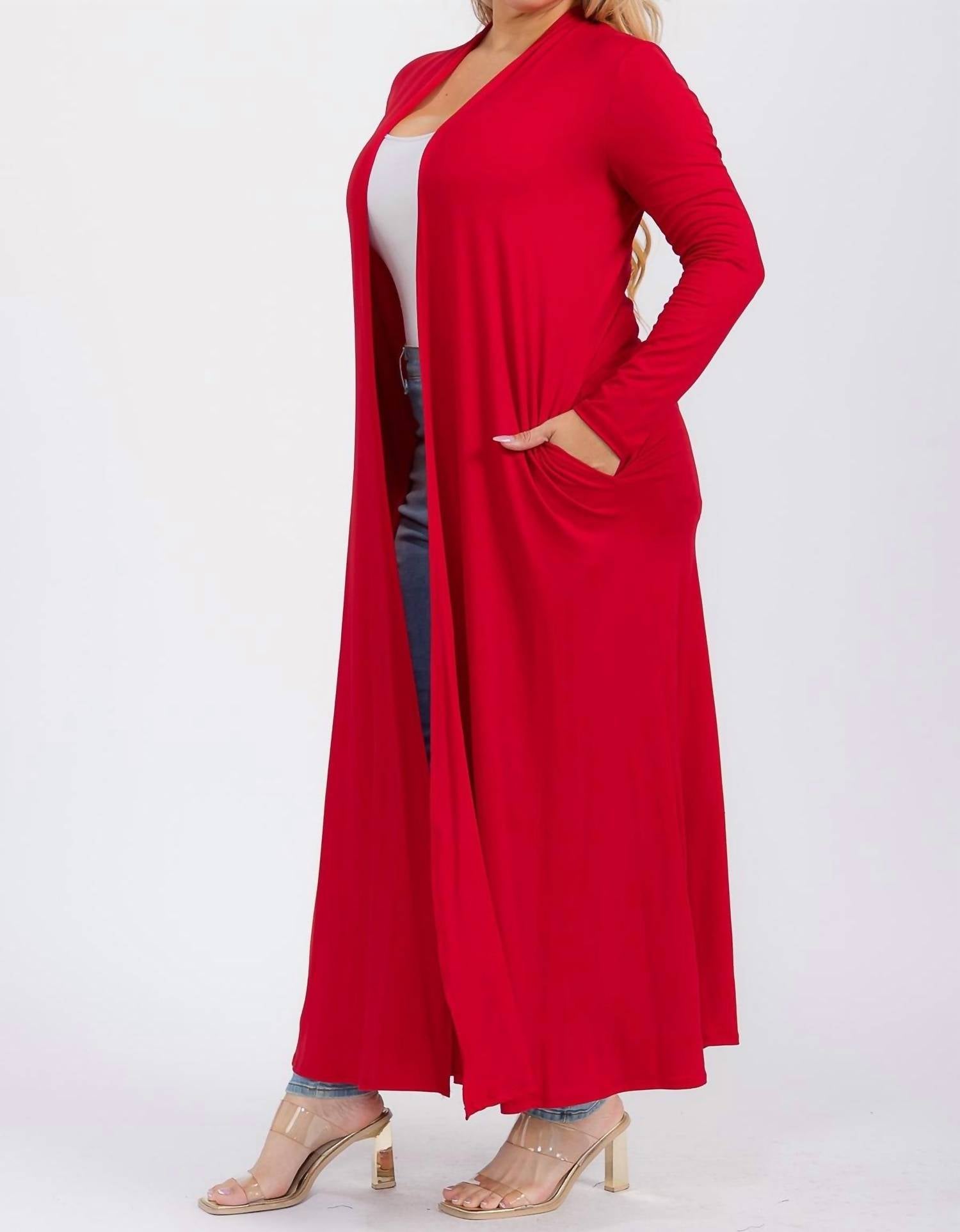 Karen T Design - Long Sleeve Maxi Length Open Front Cardigan