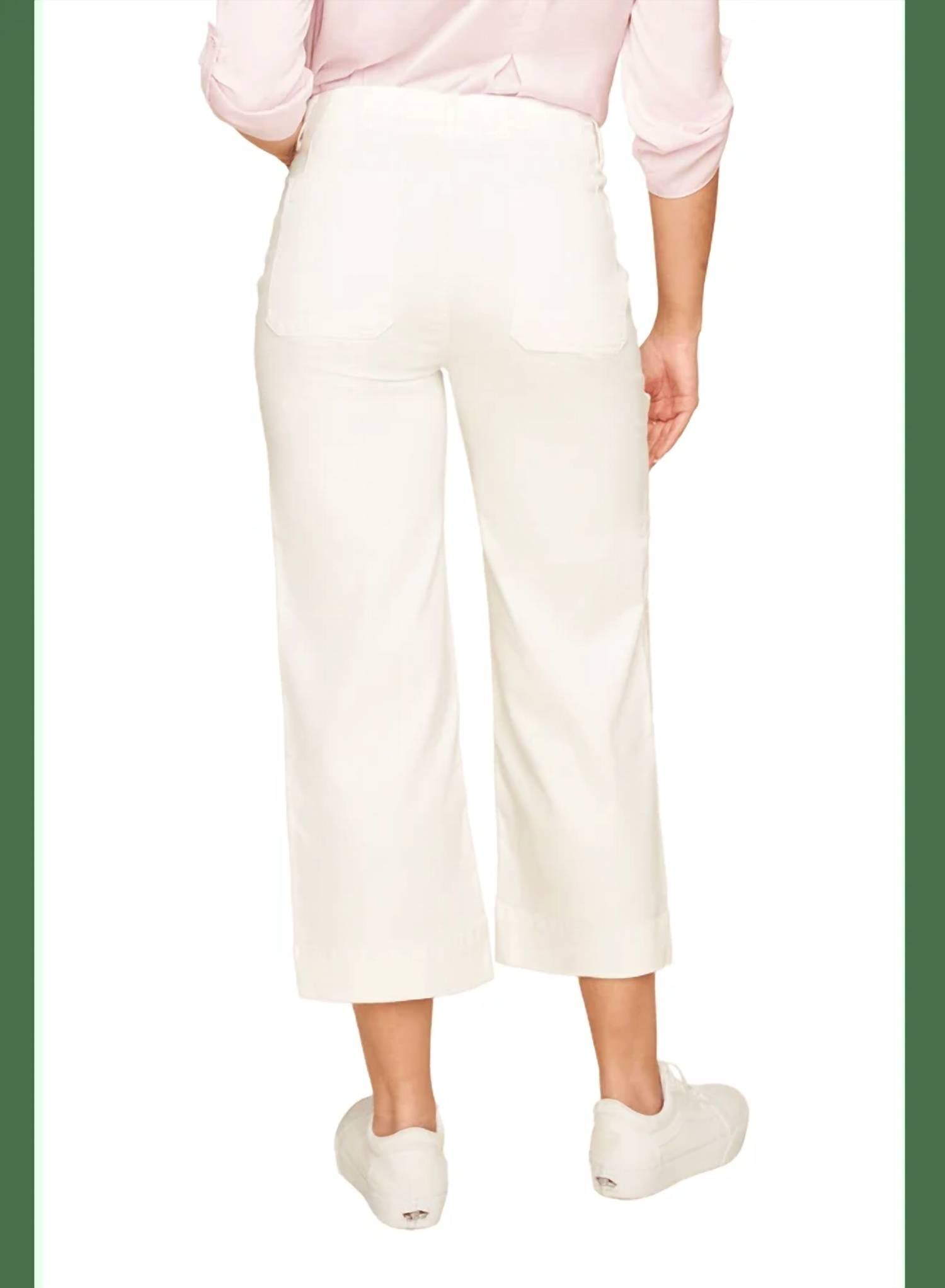 Renuar - Crop Wide Leg Twill Woven Pant