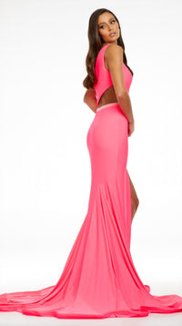 Ashleylauren - One Shoulder Jersey Gown