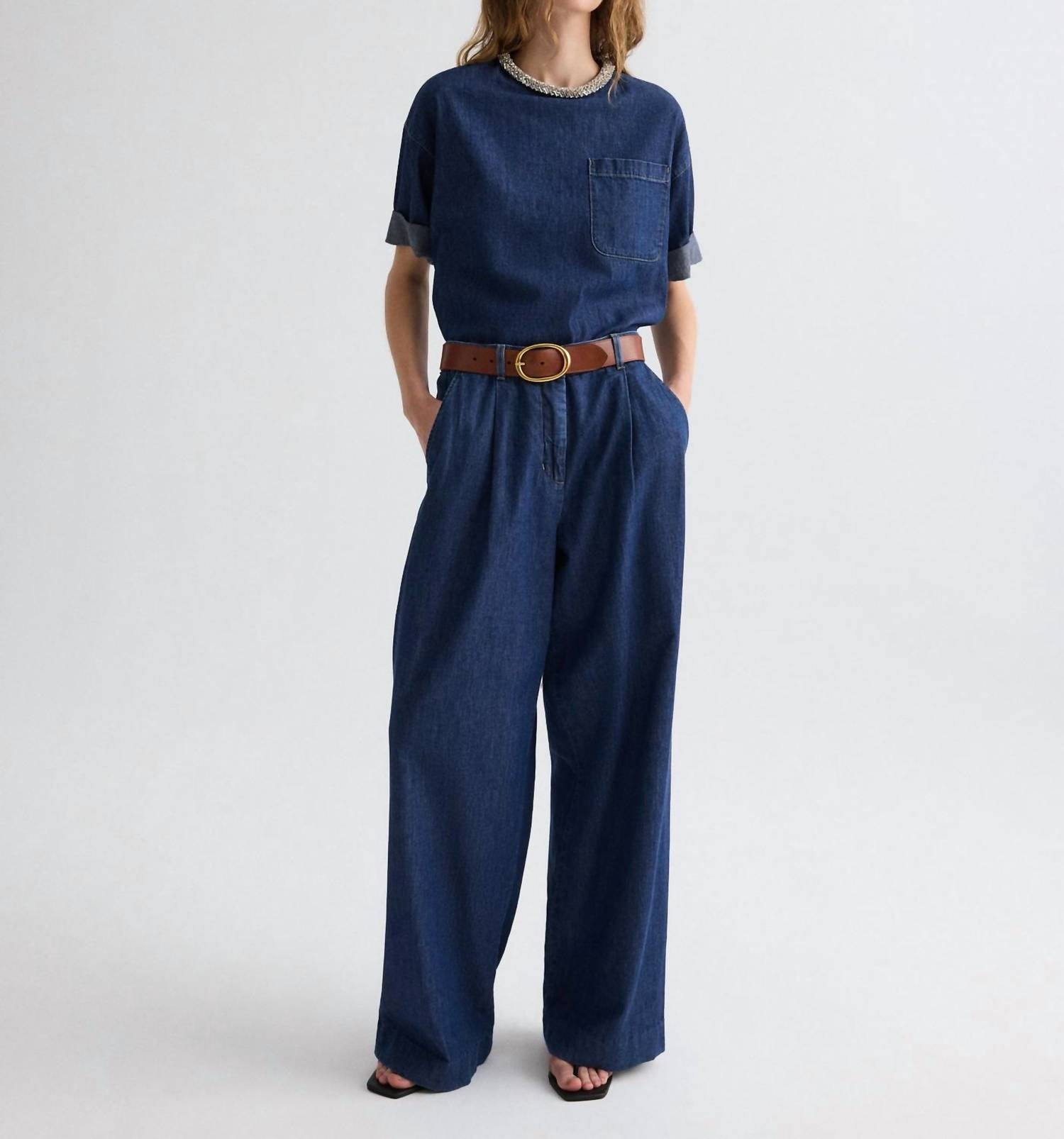Twp - Ex T With Crystal Collar Denim Shirt