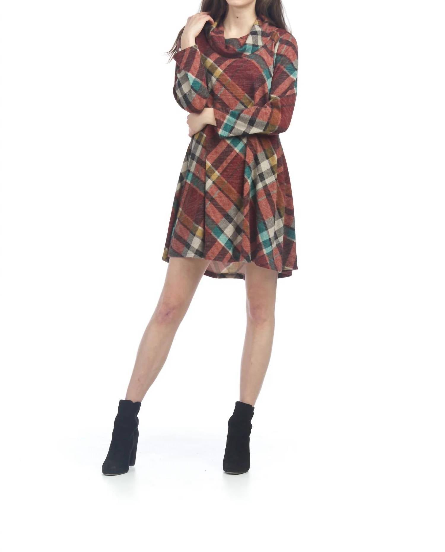 Papillon - Cowl Neck A-line Sweater Dress