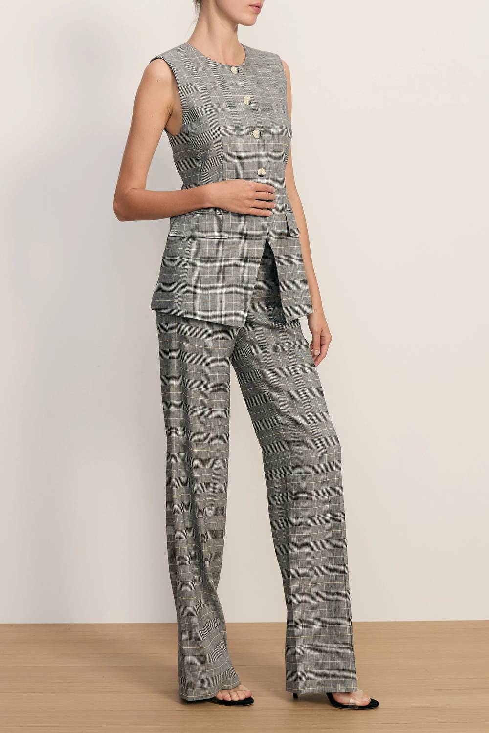 Veronica Beard - Lois Button Front Crew Neck Vest