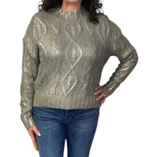 Grace & Lace - Foiled Cable Knit Sweater