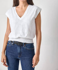Lilla P - Smocked Hem V Neck Top