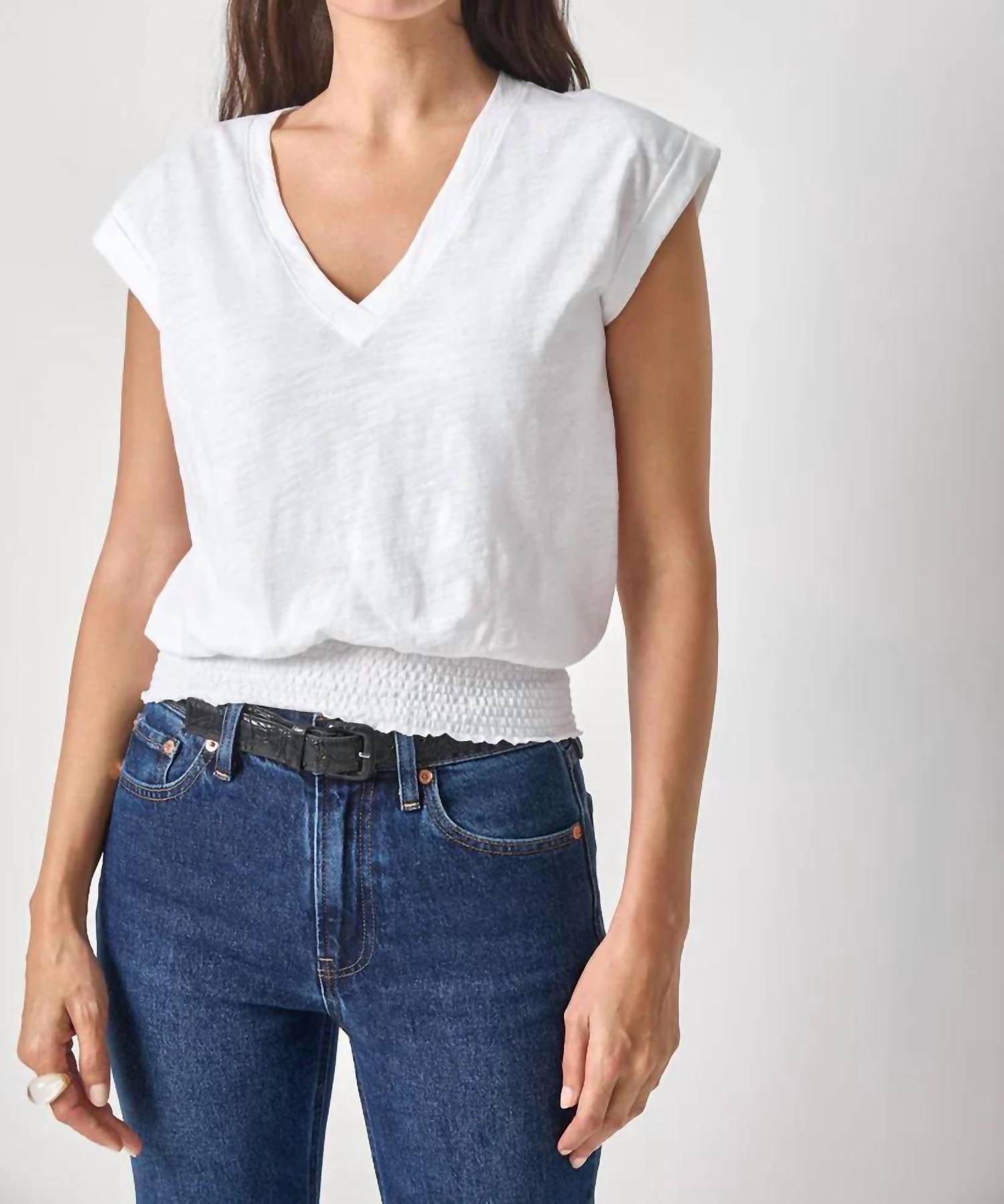 Lilla P - Smocked Hem V Neck Top