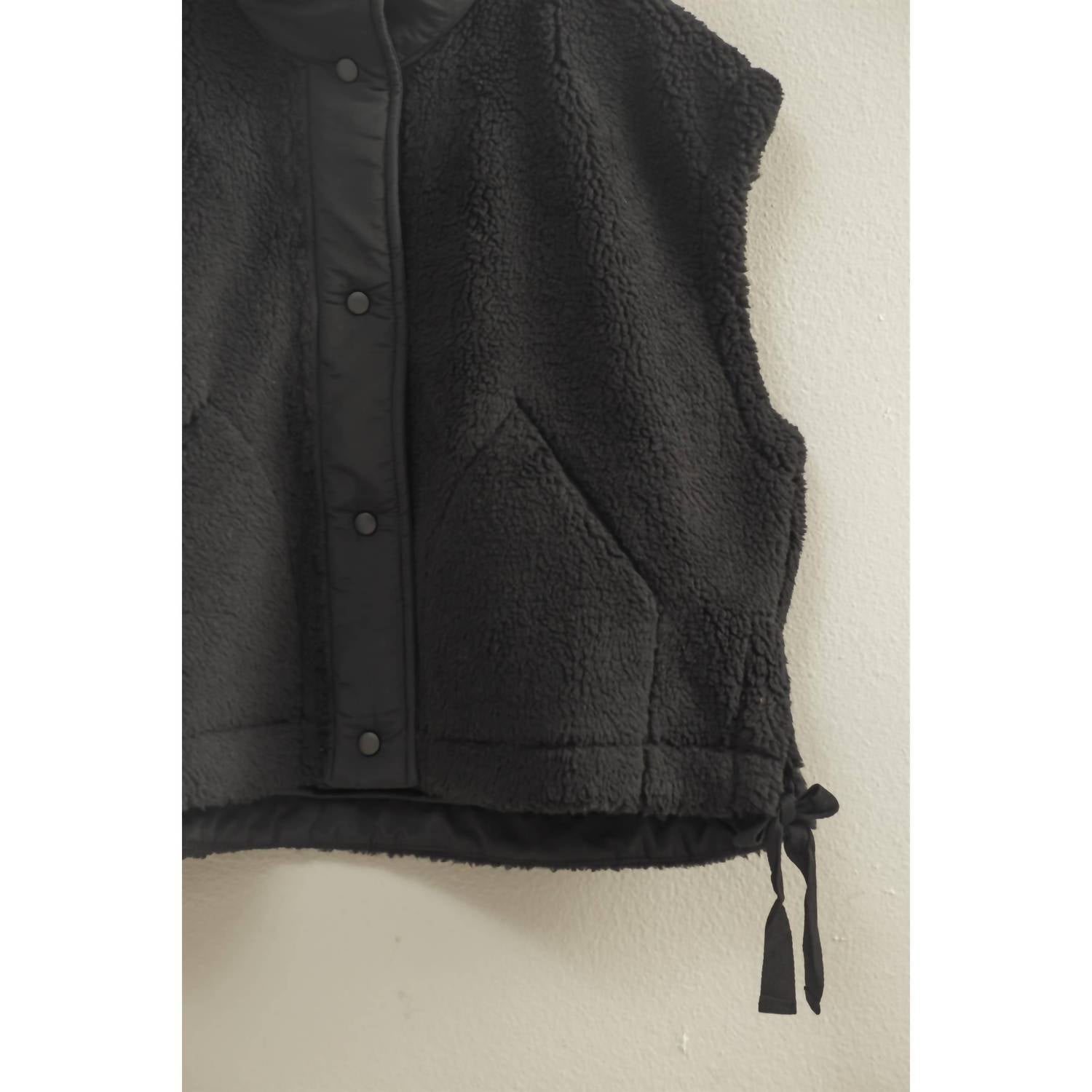Hyfve - Women's Cozy Sherpa Vest Jacket with Tie-Up Side Details