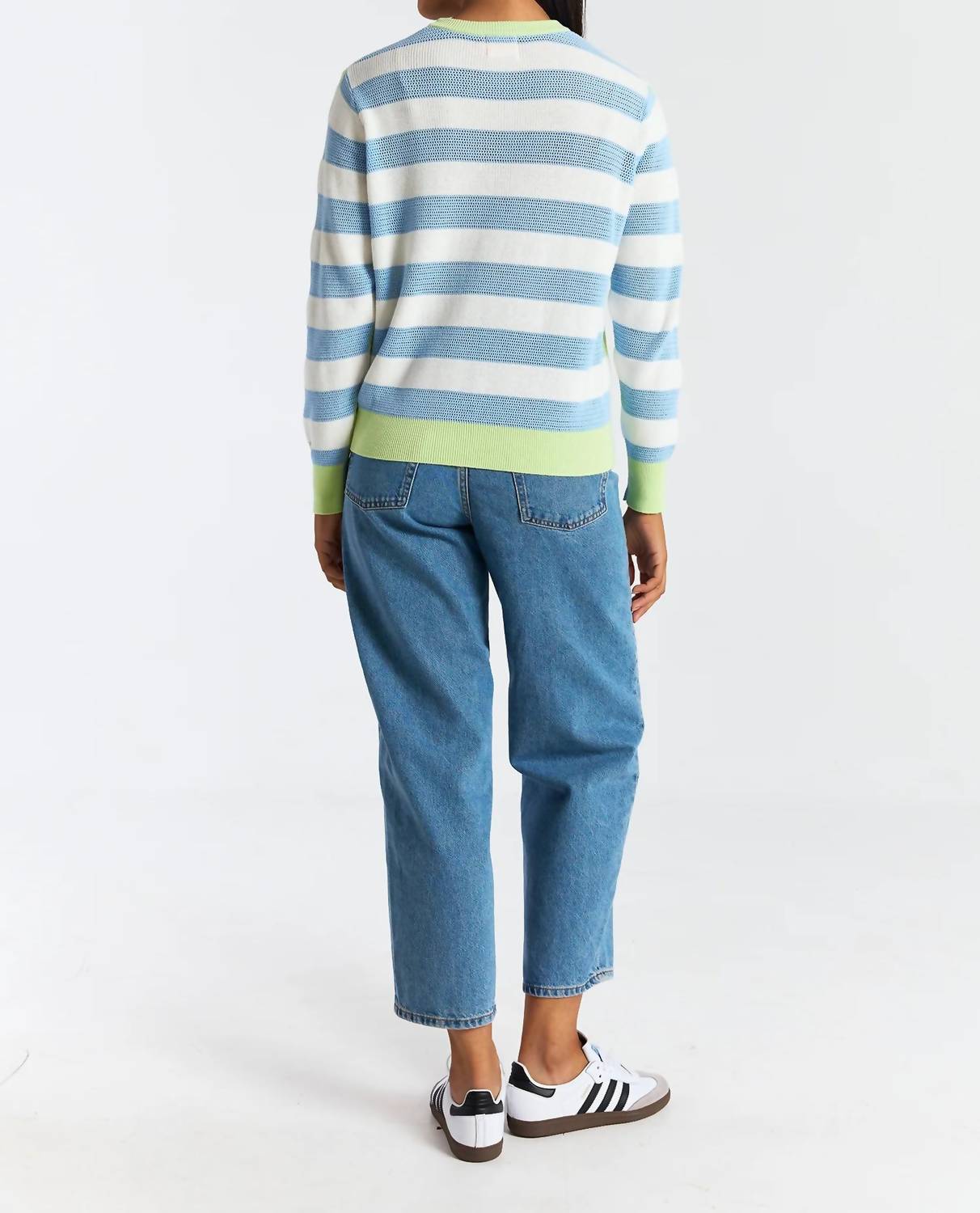 Brodie Cashmere - Mesh Stripe Crew Sweater