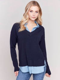 Charlie B - Chambray Fooler Sweater
