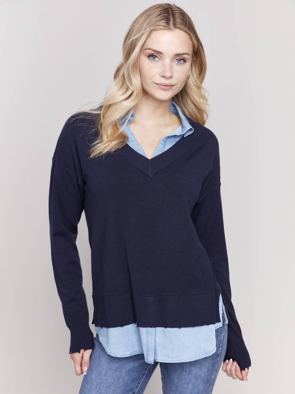 Charlie B - Chambray Fooler Sweater