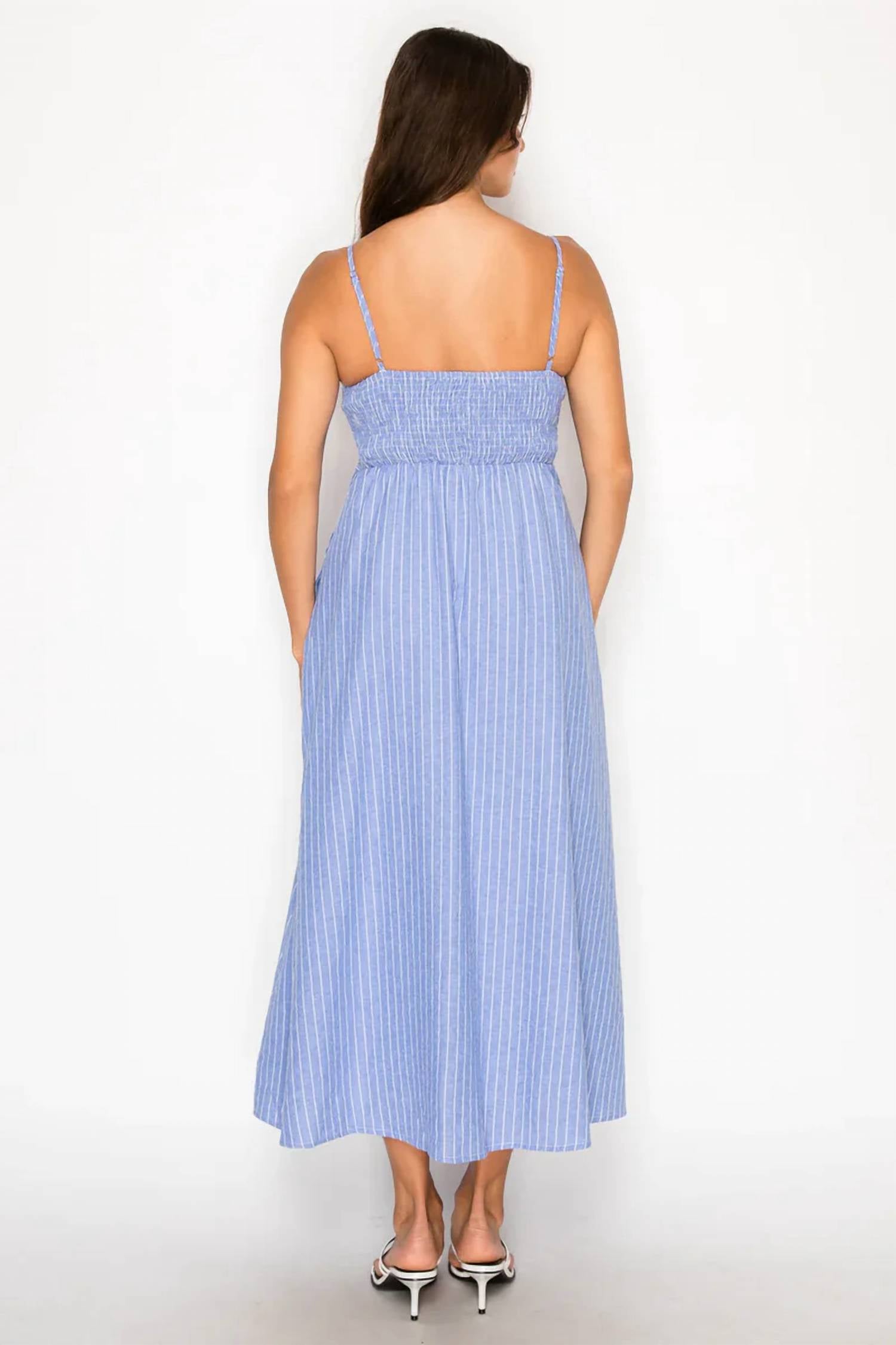 Meet Me In Santorini - Stripe Cutout Midi Dress