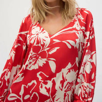 Joseph Ribkoff - Floral Print V-neck Puff Sleeve Top