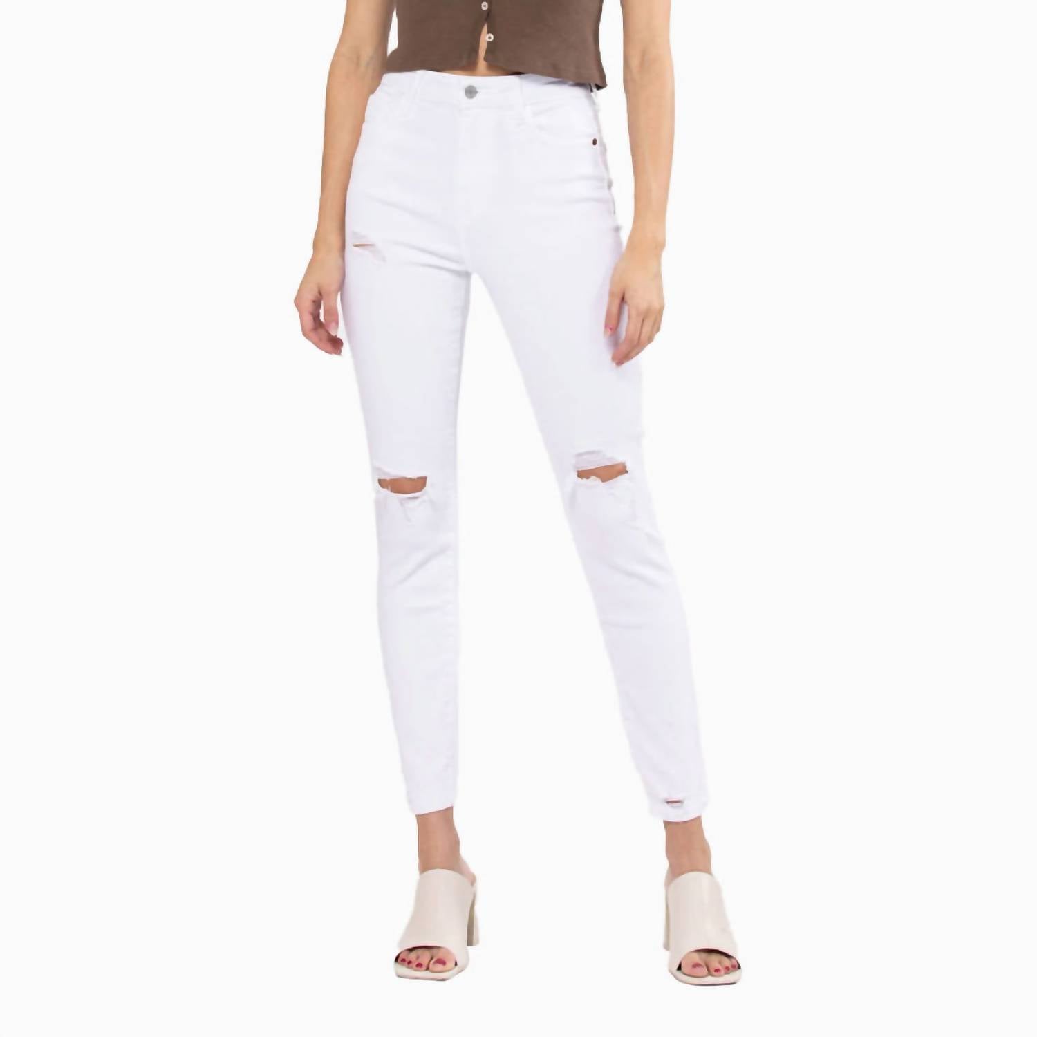 Cello - High Rise Distress Ankle Skinny Jeans