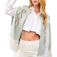 Blue B - Fringe Detail Open Cape Jacket