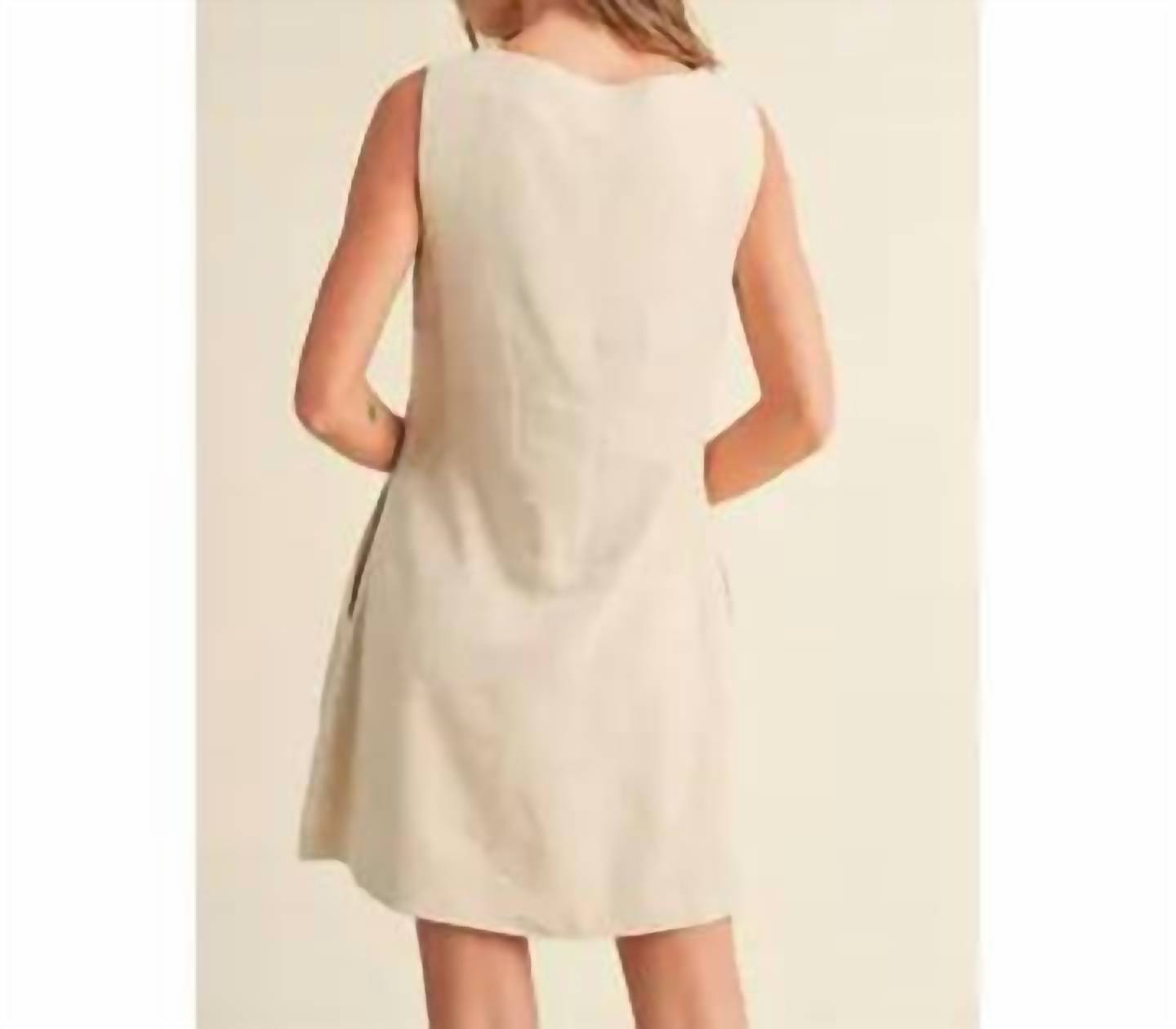 Miou Muse - Linen Square Neck Mini Dress