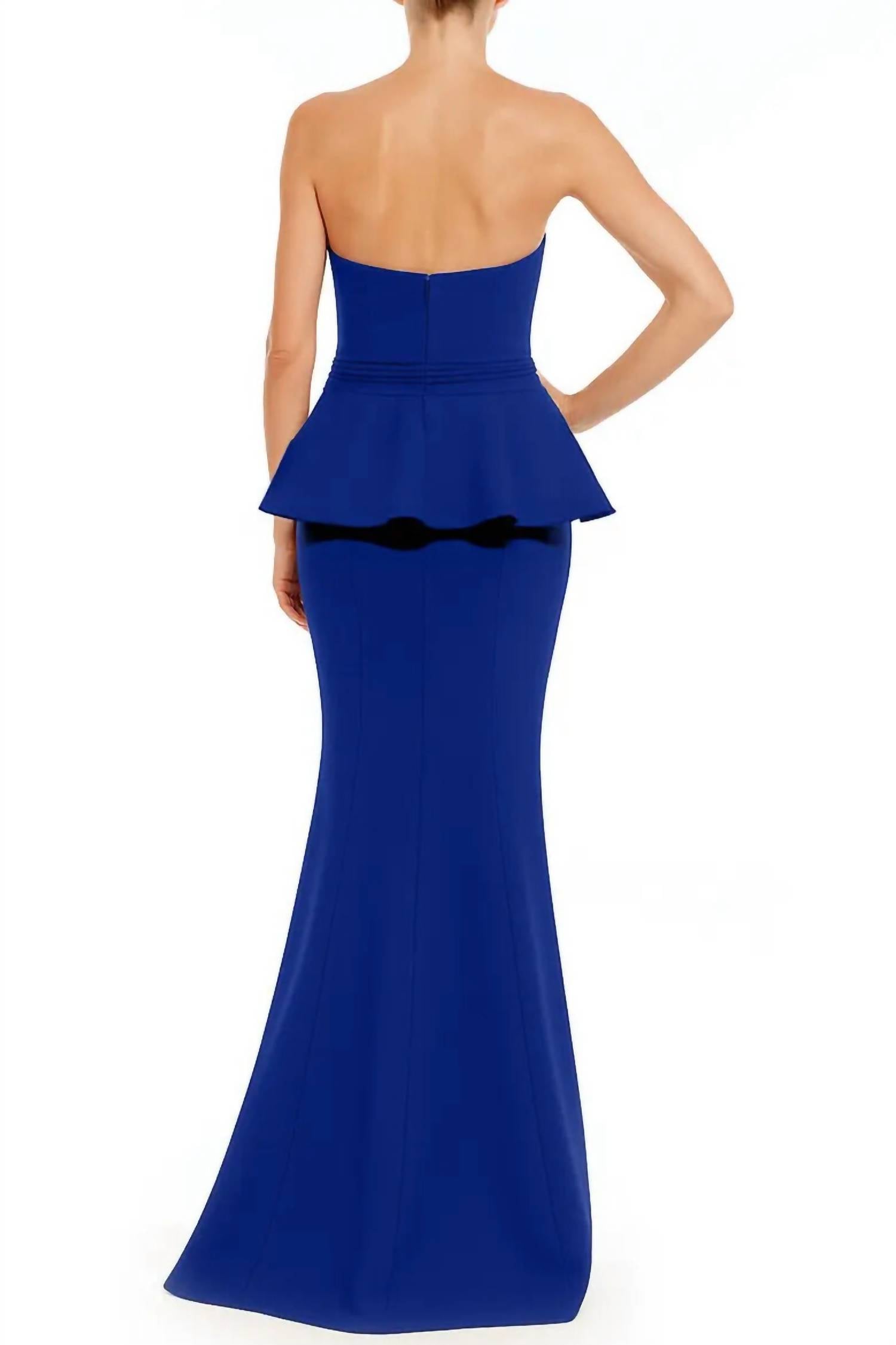 Badgley Mischka - Women's Detail Ruffled Peplum Mermaid Gown Dress