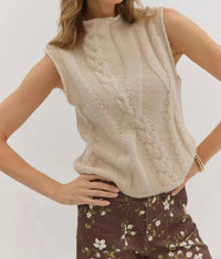 Entro - Mock Star Cable Knit Sweater Vest