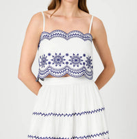 French Connection - Alissa Cotton Embroidered Strappy Top