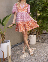 Voy - Paisley Embroidery Color Block Dress