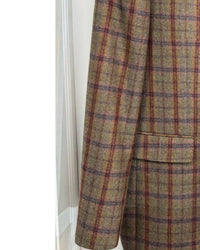 Giles & Jasper Men's Windowpane Sport Coat in brown rust purple - men's jacket - detail view