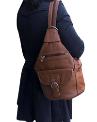 Roma Leathers - Women's Leather Backpack With Multi Compartments