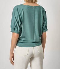 Lilla P Darted Sleeve Dolman Wedge Top in eucalyptus - women's blouse - detail view