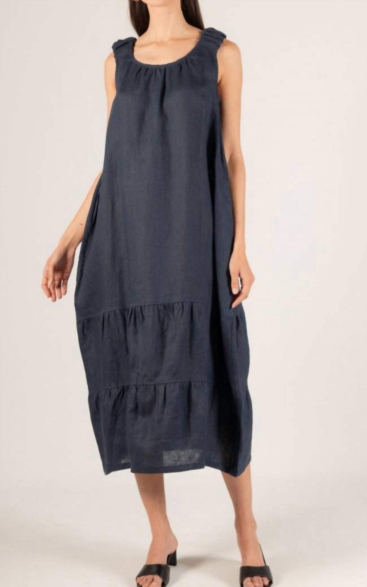 Before You Collection - Linen Scrunchie Strap Harem Dress