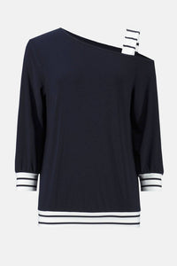 Joseph Ribkoff - Striped Detail Asymmetric Top