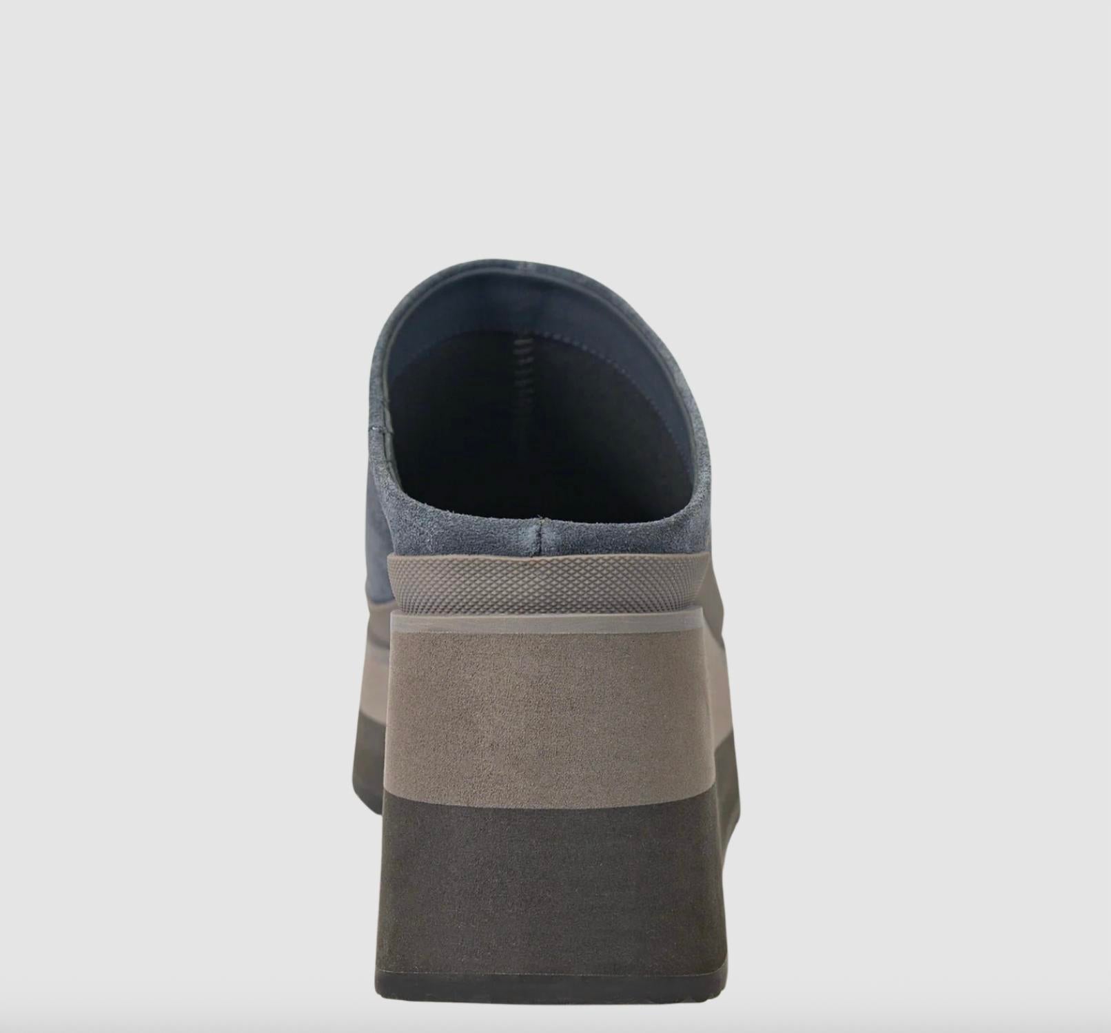 Naked Feet Women's Coach Platform Clogs in dark grey - women's shoe - detail view
